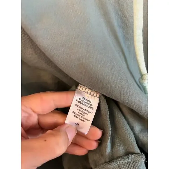 Young Fabulous & Broke Raissa Aqua Dip Hoodie Wm M/L Dolman Snap Long Sleeve - Picture 6 of 6